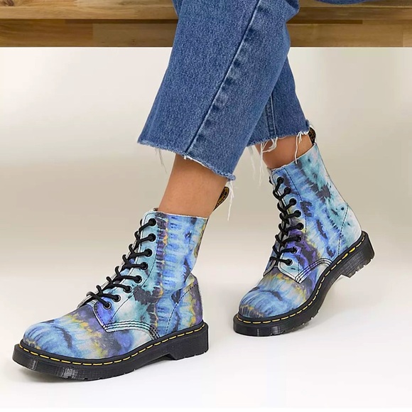 NEW DR MARTENS RARE 1460 Pascal Tie Dye Leather Boots - Picture 2 of 10